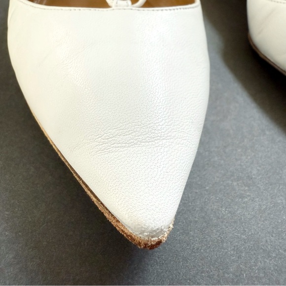 AQUAZZURA CHRISTY WHITE LEATHER LACE UP ANKLE WRAP POINTED TOE BALLET FLATS - Picture 8 of 15